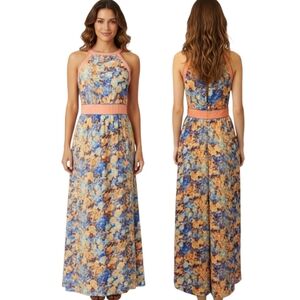 LUCY PARIS Watercolor Floral Print Maxi Dress - Size S